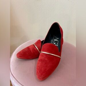 Attilio Giusti Leombruni Red Suede Loafers (Redwine-Golden)